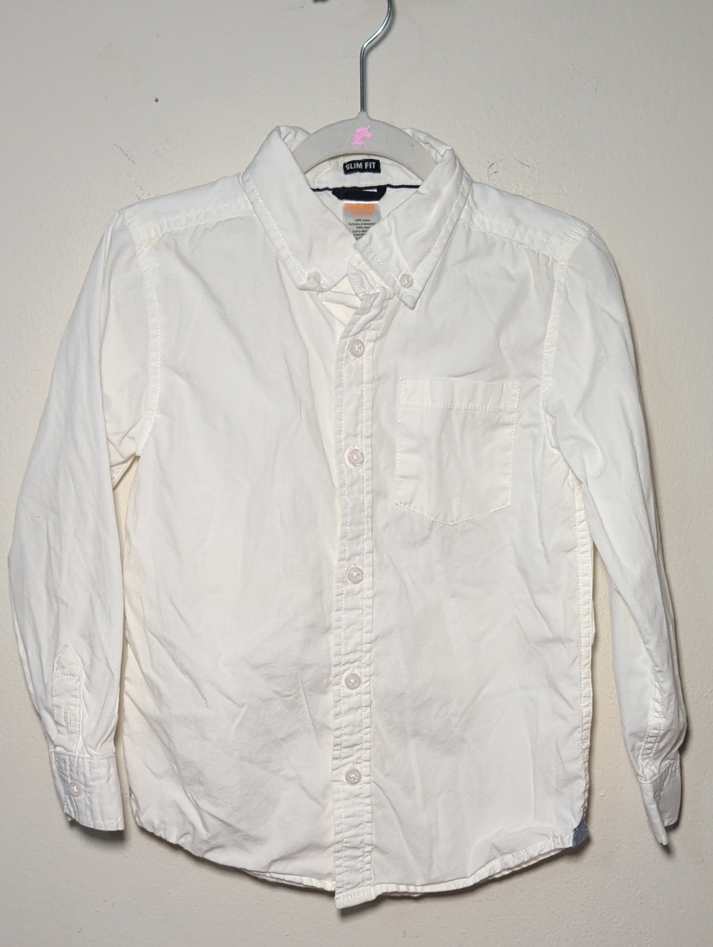 Gymboree White Oxford Button-Down Shirt Slim Fit 100% Cotton Boys Size S 5-6